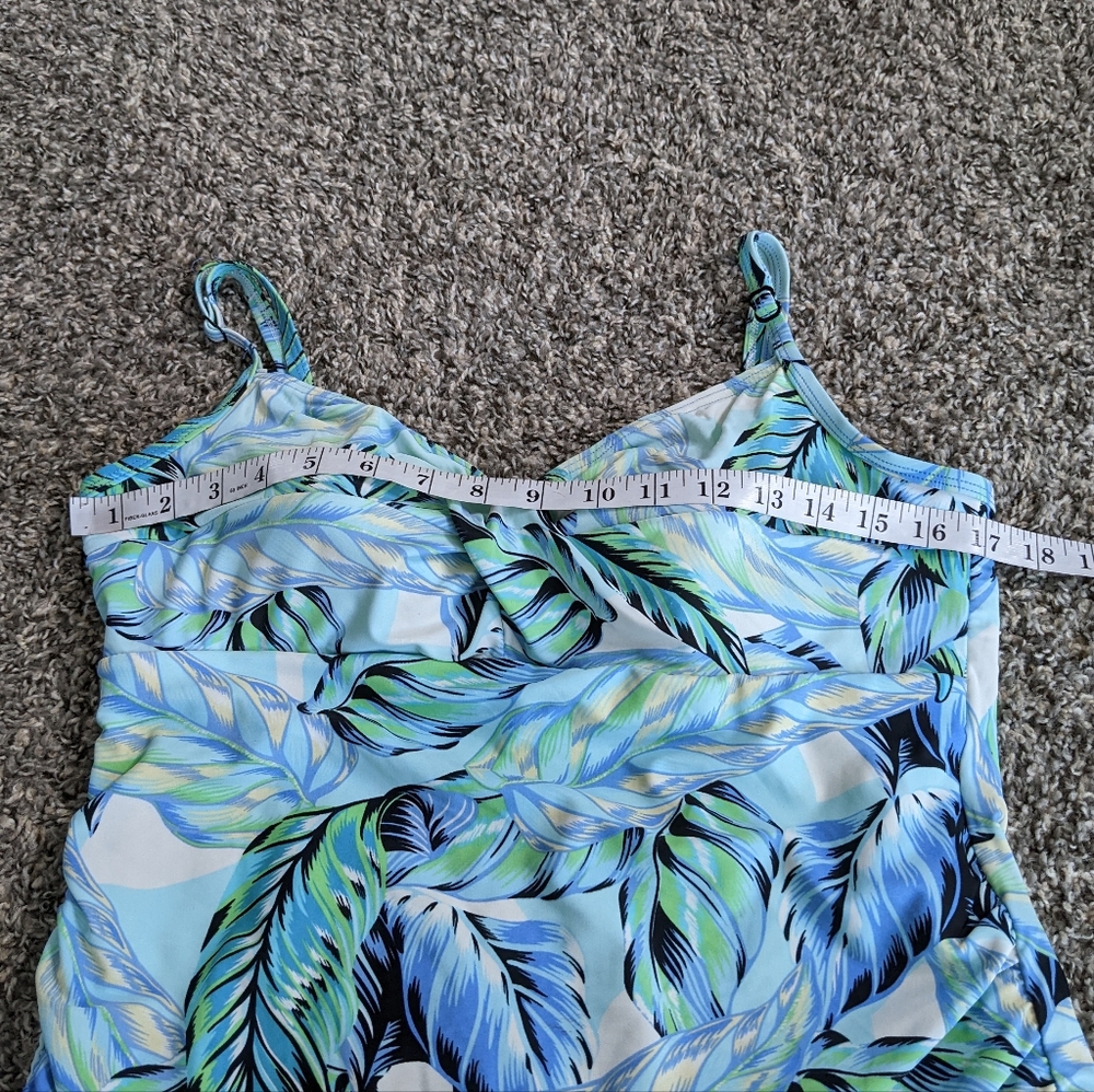 Croft & Barrow blue green foliage tankini swim top 14 - Picture 6 of 11